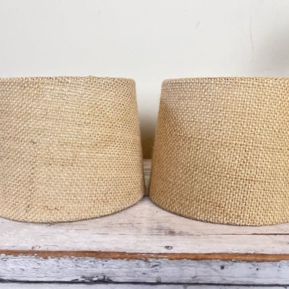 Vintage MCM Burlap Sconce Lamp Shade Set Cottage Decor 5” x 5” Farmhouse Home